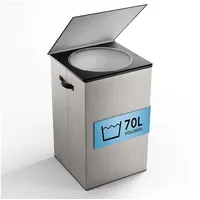 Newhabitat Wäschekorb mit Deckel 70L – Wäschekorb schmal mit