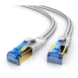 Primewire Flachbandpatchkabel CAT 8 mit Braiding, Gigabit Ethernet LAN Kabel 40 Gbit/s U/FTP PIMF, Netzwerkkabel - 5m