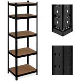 Relaxdays Schwerlastregal, HBT 180x60x45 cm, 500 kg, 5 Ebenen, Keller, Garage, Lagerregal zum Stecken, Stahl, Schwarz