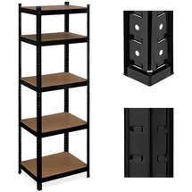Relaxdays Schwerlastregal, HBT 180x60x45 cm, 500 kg, 5 Ebenen, Keller, Garage, Lagerregal zum Stecken, Stahl, Schwarz
