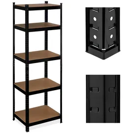Relaxdays Schwerlastregal, HBT 180x60x45 cm, 500 kg, 5 Ebenen, Keller, Garage, Lagerregal zum Stecken, Stahl, Schwarz