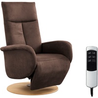 CAVADORE TV-Sessel Juba mit Akku / Fernsehsessel mit elektrisch verstellbarer Relaxfunktion / 2 E-Motoren / 75 x 112 x 82 / Lederoptik, Dunkelbraun