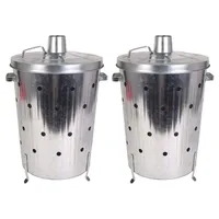 Buri 2 Stück Verbrennungstonne 75L verzinkt Feuertonne Garten Feuerschale Terrassenofen Feuerschalen für den Garten Feuerkorb Körbe Feuerstelle Outdoor Ofen Terrasse