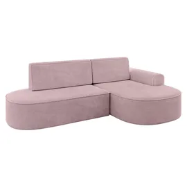 altdecor Eckcouch Cord mit Schlaffunktion 2-Sitzer Rosa