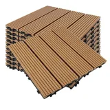 JEOBEST Klickfliese Terrassenplatte, Balkonboden 30x30 cm, Fliese in Holzoptik Bodenbelag, 11 Stück Balkon Bodenfliese, Leicht zu reinigen gelb|orange