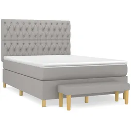 vidaXL Boxspringbett 140 x 200 cm Hellgrau