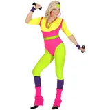 W WIDMANN MILANO Party Fashion - Kostüm 80er Jahre Aerobic Trainerin, Sportler, neon, Bad Taste Outfit - S