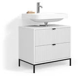 livinity® Waschbeckenunterschrank Aterno, Weiß, 70 x 63 cm mit 2 ausziehbaren Schubladen