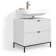 livinity® Waschbeckenunterschrank Aterno, Weiß, 70 x 63 cm mit 2 ausziehbaren Schubladen