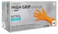 SolidSafety HIGH GRIP Nitrilhandschuhe, puderfrei, orange 081310-XXXL , 1 Packung = 50 Stück, Größe XXXL