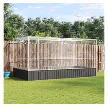 vidaXL Vogelkäfig Voliere mit Erweiterung 418 x 207 x 212 cm silber