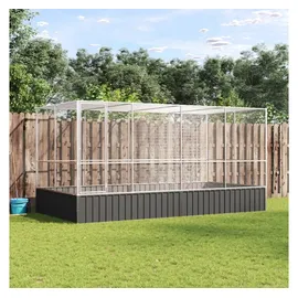 vidaXL Vogelkäfig Voliere mit Erweiterung 418 x 207 x 212 cm silber