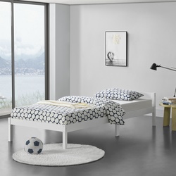[en.casa] Holzbett Nakkila 120×200 cm Doppelbett mit Kopfteil Weiß