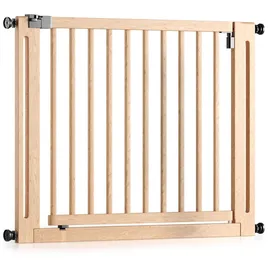Bomi BOMI® Türschutzgitter Miko ohne Bohren 63–161 cm | Kinderschutzgitter aus Holz mit 90° Feststellfunktion - Naturbelassen