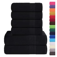 VidaXL Handtuch 6-tlg. Handtuch-Set Schwarz 360 gm2 100% Baumwolle,