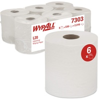 Wypall WYPALL* L20 EXTRA Wischtücher, Zentralentnahme, 7303 – 6 Rollen x 300 weiße, 2-lagige Blätter