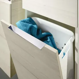 Sanipa 3way Stauraumschrank 45 cm, 1 Wäschekorbklappe, 1 Tür mit Türanschlag links, mit Aufsatzgriff, Badmöbel,