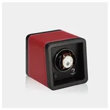 MODALO Uhrenbeweger SATURN Leder 1 Uhr, (Uhrenboxen, Uhrenkasten Uhrenbeweger 1 Uhr) rot|schwarz