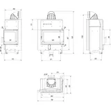 Kamineinsatz aus Stahl KRATKI MBM rechts 10 kW Ø 200 schwarz Verkleidung - Schwarz