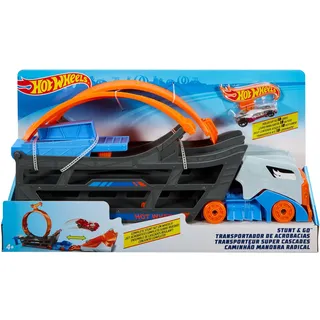 HOT WHEELS, Stunt N Go Transporter und Trackset, Spielzeug ab 4 Jahren, GCK38