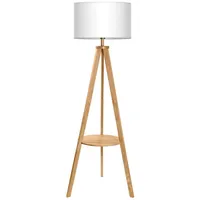 Tomons Stehlampe Stativ aus Holz, Stehleuchte mit Ablage und