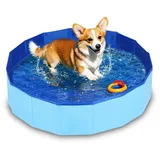 Faltbar Hundepool,Schwimmbad für Hund,Hunde Planschbecken für Haustiere,Faltbarer PVC Hundepool für Kleine Hunde,Schwimmbecken,60x20 cm, 1 Stück