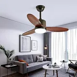 Uziqueif Deckenventilator Holz mit Licht, 36 42 52 Zoll Deckenventilator Mit Beleuchtung Und Fernbedienung, Dimmbarer,Deckenventilatoren Mit Beleuchtung, Ventilator Für Schlafzimmer Küche,A,42IN