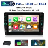 ESSGOO DAB+ Android 15 Autoradio Für Fiat Ducato 2006-2022 Navi Apple CarPlay Autoradio (RDS, 4+64GB(optional), Digitalradio (DAB), FM, Apple Carplay Android Auto GPS Navi WIFI BT EQ mit USB- und Type-C) schwarz