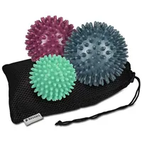 Navaris 3x Igelball mit Noppen - 3er Set Igel Ball Massageball - Massage für Hand Fuß Rücken Balance - Fitness Noppenball medium und hart