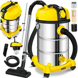 MASKO® Industriestaubsauger Staubsauger Nass Trocken Sauger Edelstahl 2300W + Steckdose   Blasfunktion   Trocken-Saugen & Nass-Saugen   Push&Clean   Industrie-Sauger mit & ohne Beutel   beutellos