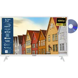 TELEFUNKEN XF32SN550SD-W 32 Zoll Fernseher / Smart TV (Full HD, HDR, Triple-Tuner, DVD-Player) - Inkl. 6 Monate HD+