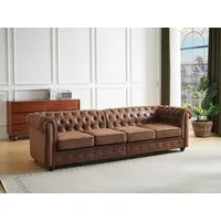 Sofa 4-Sitzer - Microfaser - Vintage-Look - CHESTERFIELD