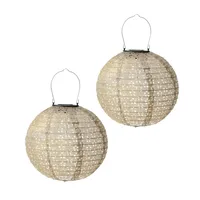 MARELIDA LED Solar Lampions mit Blumenmuster beige 25cm Party