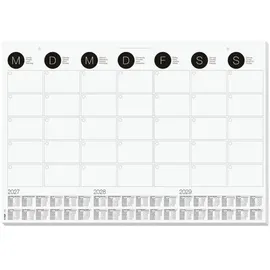 Sigel Schreibtischunterlage MONATSPLANER 2027/2028/2029 schwarz/weiß Papier 59,5 x 41,0 cm, 12 Blatt