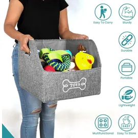 Belle Vous Aufbewahrungskorb faltbar für Hundespielzeug und Hundekleidung  grau