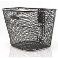 IPEA Fahrradkorb für Vorne aus Metallgeflecht Schwarz – 21 x 24 cm – Gepäckträgerkorb für Klassische Fahrräder und Mountainbikes – Leicht, robust, rostfrei – Universeller Aufbewahrungskorb