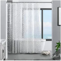 Luxuskollektion Duschvorhang 3D Steinmuster 180 x 180 cm transparent