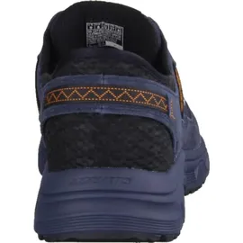 SKECHERS Oak Canyon Consistent Winne Herren-Sneaker, freihändig, Marineblaues Leder, Textil, orangefarbener Besatz, 43 EU