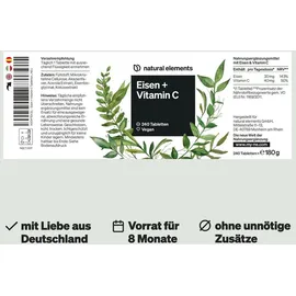 Natural Elements Eisen + 40mg Vitamin C Tabletten 240 St.