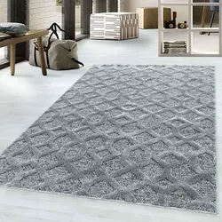 TaraCarpet Designerteppich Tokio hoch-tief Struktur Gitter grau 080x150 cm
