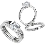 VIVANCE Fingerring VIVANCE "925 Silber Zirkonia weiß Gravur "In Liebe" Gr. 21, weiß, Fingerringe, Damen, 021 (66,1), Silber 925 (Sterlingsilber), Fingerring