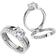 VIVANCE Fingerring VIVANCE "925 Silber Zirkonia weiß Gravur "In Liebe" Gr. 21, weiß, Fingerringe, Damen, 021 (66,1), Silber 925 (Sterlingsilber), Fingerring