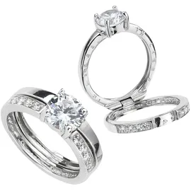 VIVANCE Fingerring VIVANCE "925 Silber Zirkonia weiß Gravur "In Liebe" Gr. 21, weiß, Fingerringe, Damen, 021 (66,1), Silber 925 (Sterlingsilber), Fingerring