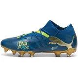 Puma Future 7 Match BNA FG/AG Soccer Shoe, Sailing Blue-Marine Blue-Pelé Yellow-Grassy Green-Gold, 42.5 EU