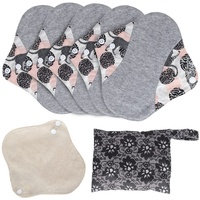 MQUPIN Wiederverwendbare (grey)5 Stück Reusable Cotton Pads Waschbare Slipeinlagen, Waschbar Damenbinden für Menstruation, Auslaufsicheres Design, Geeignet für alle Frauen