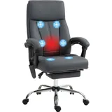 Vinsetto Bürostuhl mit Massagefunktion, Ergonomisch Schreibtischstuhl mit Liegefunktion, Lendenheizung, Höhenverstellbar Computerstuhl mit Fußstütze,