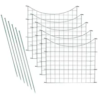 Ansobea Teichzaun Gartenzaun Komplettset Steckzaun 15 Zaunelemente 18 Befestigungsstäbe Zaun für den Garten, Gitterzaun Set Zaun Garten Hundezaun Gartenzaun Metall Grün - Unterbogen