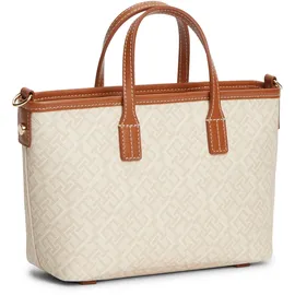 Tommy Hilfiger TH Monoplay Mini Tote Schultertasche Kunstleder Beige/Braun