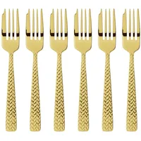 Sambonet [W2404] Cortina Set 6 Kuchengabeln, Edelstahl/PVD Gold -