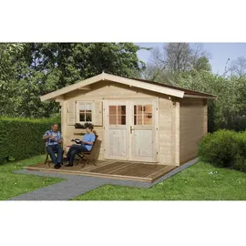 Weka Kempten 3,80 x 3,00 m natur inkl. Vordach 60 cm 45 mm